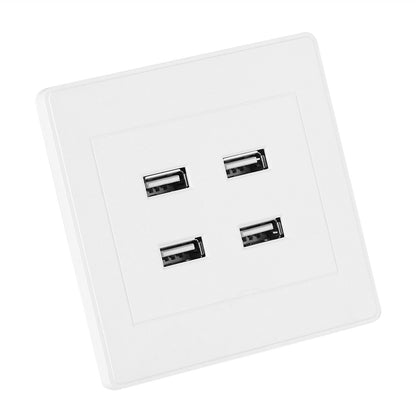 4 USB Ports DC 5V Home Office Electric Wall Mounted Power Socket Charger Outlet(110~250V)