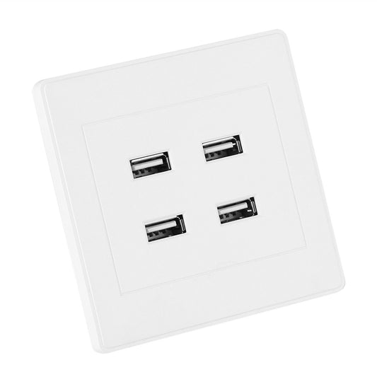 4 USB Ports DC 5V Home Office Electric Wall Mounted Power Socket Charger Outlet(110~250V)