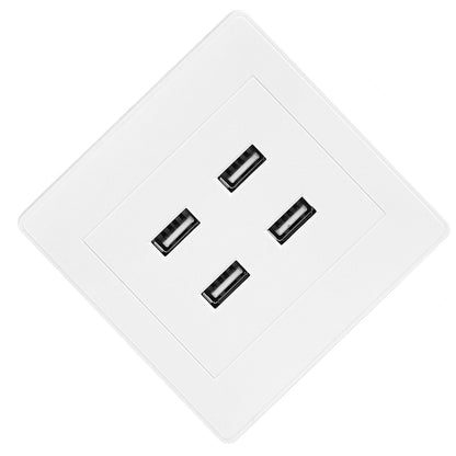 4 USB Ports DC 5V Home Office Electric Wall Mounted Power Socket Charger Outlet(110~250V)