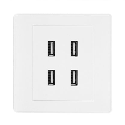 4 USB Ports DC 5V Home Office Electric Wall Mounted Power Socket Charger Outlet(110~250V)