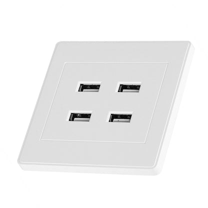 4 USB Ports DC 5V Home Office Electric Wall Mounted Power Socket Charger Outlet(110~250V)