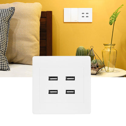 4 USB Ports DC 5V Home Office Electric Wall Mounted Power Socket Charger Outlet(110~250V)