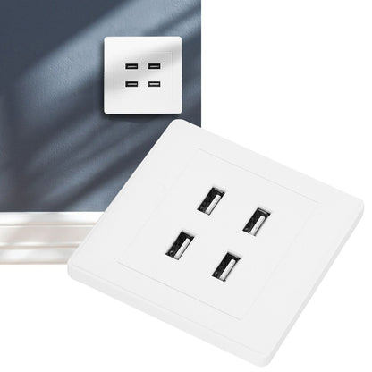 4 USB Ports DC 5V Home Office Electric Wall Mounted Power Socket Charger Outlet(110~250V)