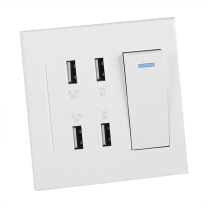 4 Ports Switch Control 5V 2.1A/1A 4100mA USB Wall Mounted Power Socket Charger Outlet(220~250V)