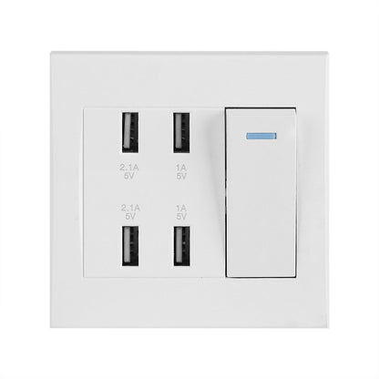4 Ports Switch Control 5V 2.1A/1A 4100mA USB Wall Mounted Power Socket Charger Outlet(220~250V)