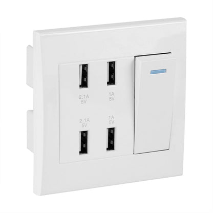 4 Ports Switch Control 5V 2.1A/1A 4100mA USB Wall Mounted Power Socket Charger Outlet(220~250V)