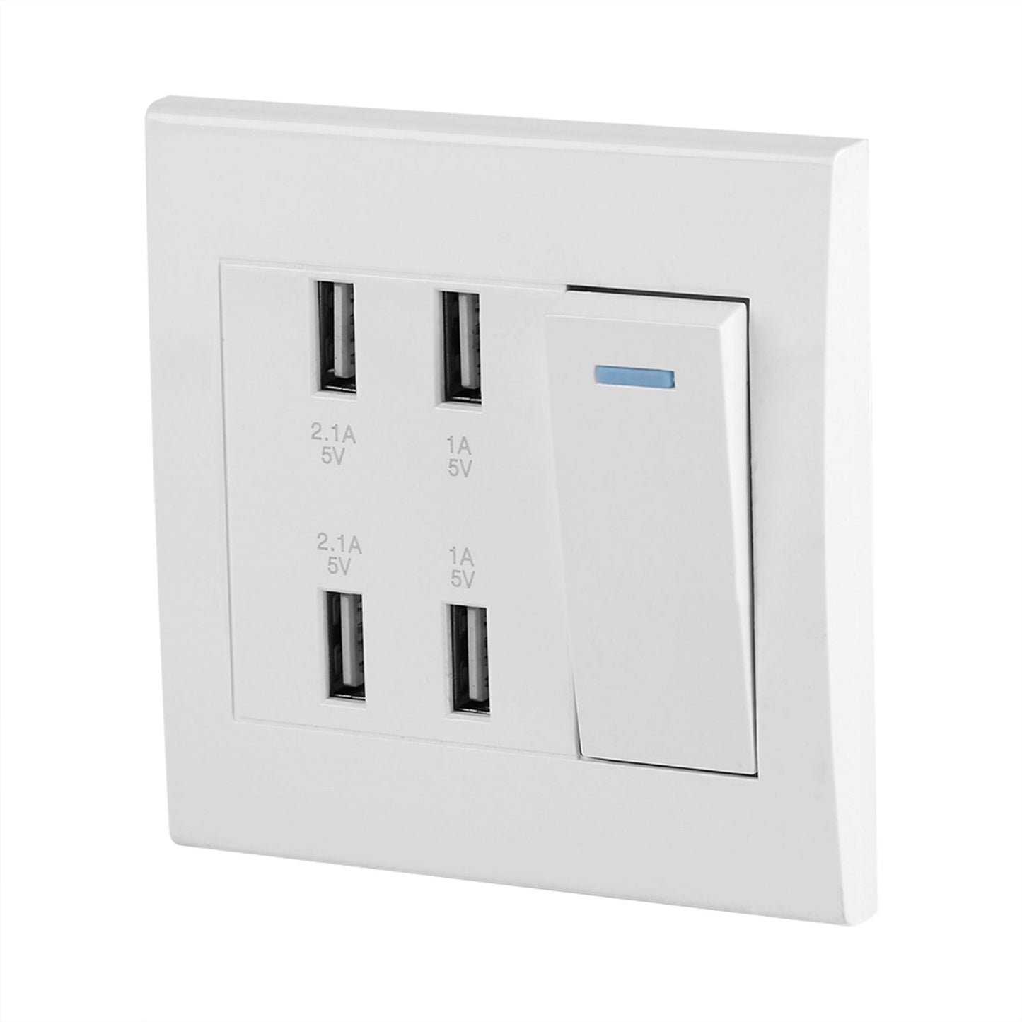 4 Ports Switch Control 5V 2.1A/1A 4100mA USB Wall Mounted Power Socket Charger Outlet(220~250V)