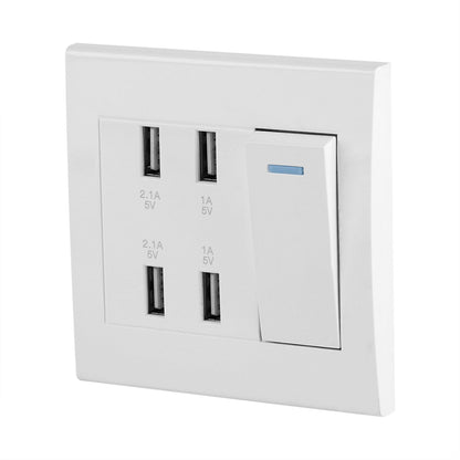 4 Ports Switch Control 5V 2.1A/1A 4100mA USB Wall Mounted Power Socket Charger Outlet(220~250V)