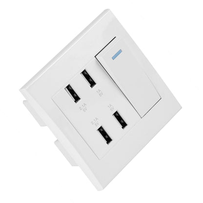 4 Ports Switch Control 5V 2.1A/1A 4100mA USB Wall Mounted Power Socket Charger Outlet(220~250V)