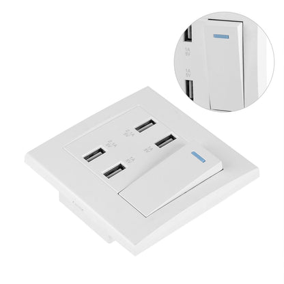4 Ports Switch Control 5V 2.1A/1A 4100mA USB Wall Mounted Power Socket Charger Outlet(220~250V)