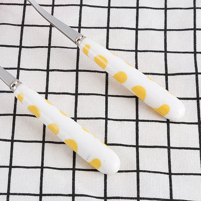 2 PCS Stainless Steel Knife Fork Spoon Kitchen Flatware Tableware with Box Children Set Yellow