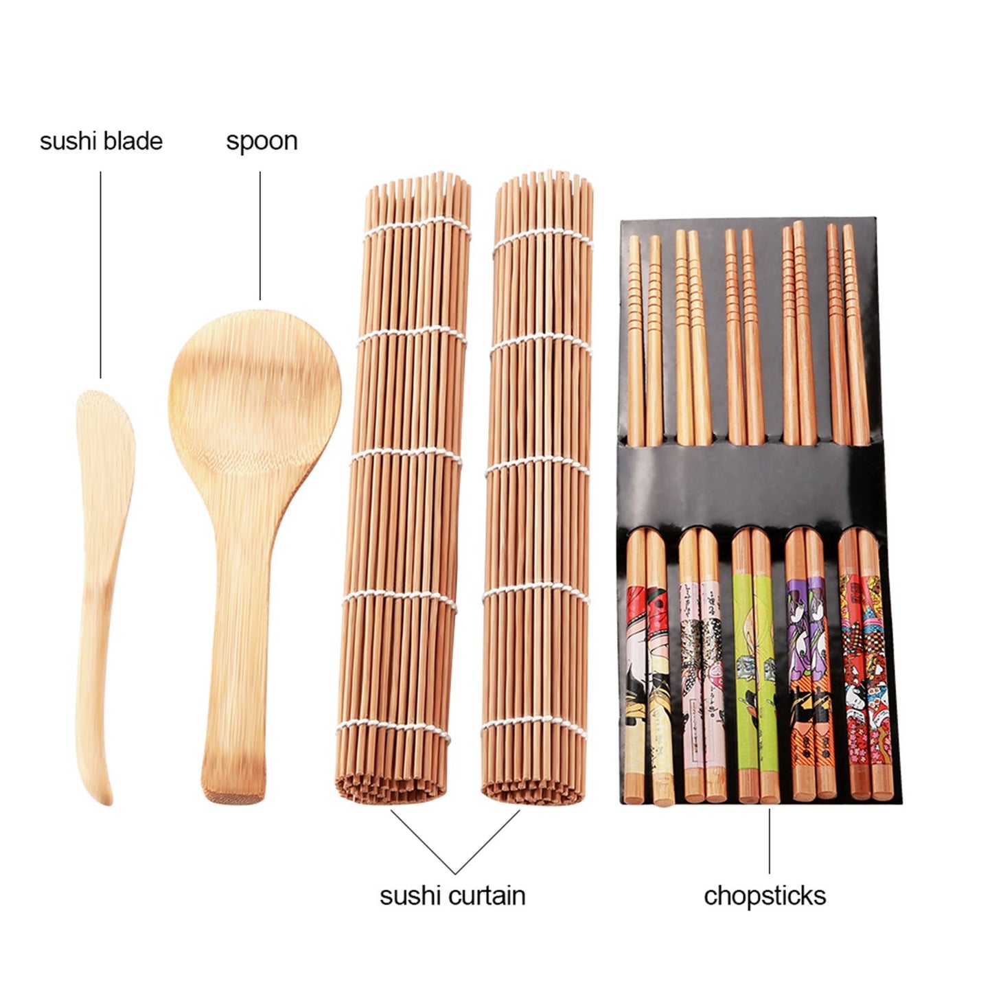 13Pcs/set Bamboo Sushi Making Kit Family Office Party Homemade Sushi Gadget For Food Lovers