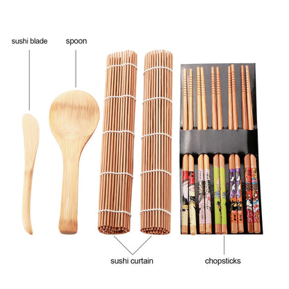 13Pcs/set Bamboo Sushi Making Kit Family Office Party Homemade Sushi Gadget For Food Lovers