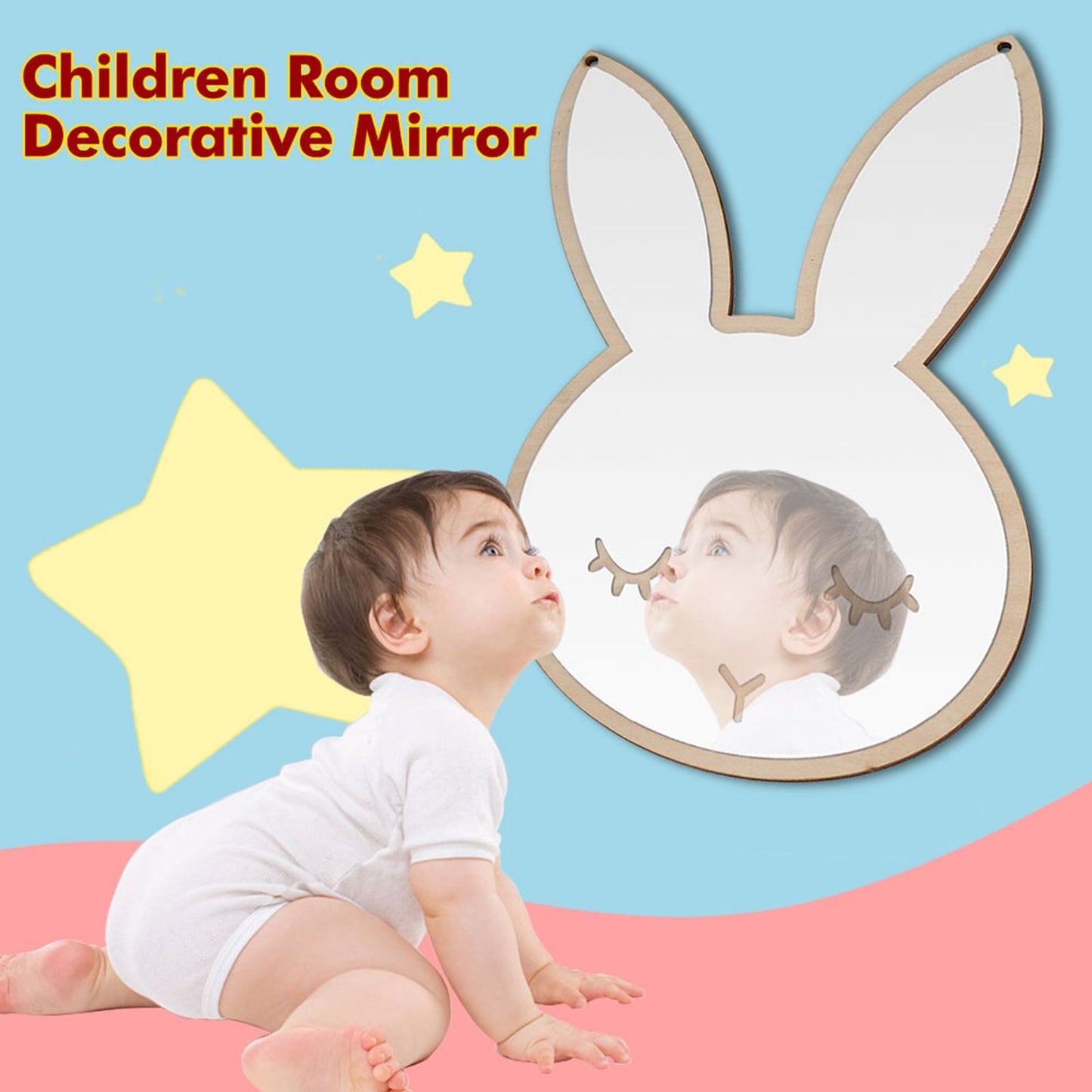 Nordic Acrylic Decorative Mirror Wall Sticker Decal Children Kids Room Art Home Decor #Rabbit