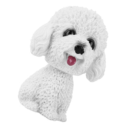 Simulation Shaking Head Dog Decor Bobble head Toy Car Interior Dashboard Ornament (White)