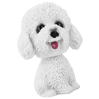Simulation Shaking Head Dog Decor Bobble head Toy Car Interior Dashboard Ornament (White)