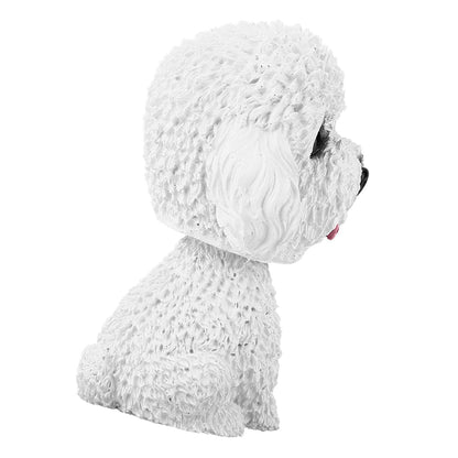 Simulation Shaking Head Dog Decor Bobble head Toy Car Interior Dashboard Ornament (White)