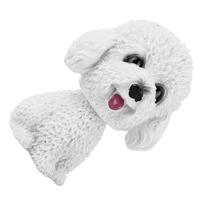 Simulation Shaking Head Dog Decor Bobble head Toy Car Interior Dashboard Ornament (White)