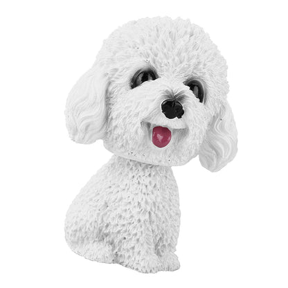 Simulation Shaking Head Dog Decor Bobble head Toy Car Interior Dashboard Ornament (White)