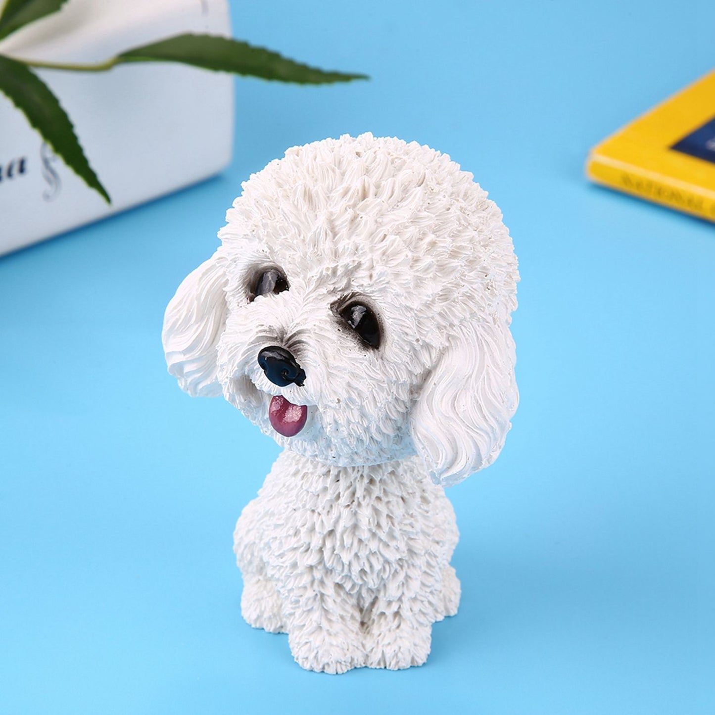 Simulation Shaking Head Dog Decor Bobble head Toy Car Interior Dashboard Ornament (White)