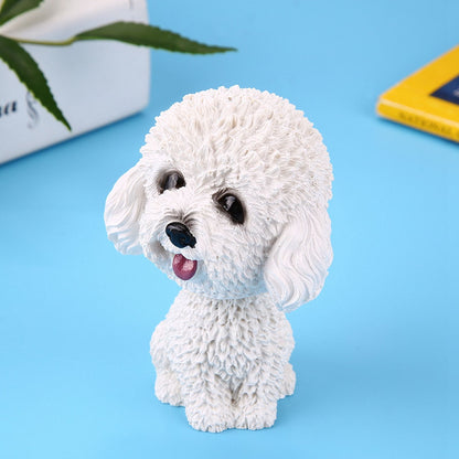 Simulation Shaking Head Dog Decor Bobble head Toy Car Interior Dashboard Ornament (White)