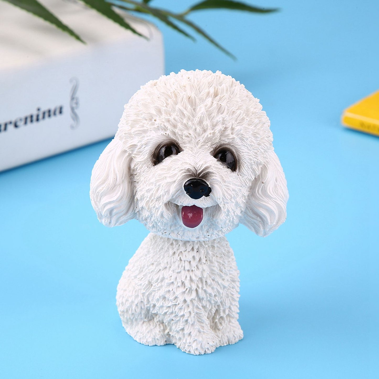 Simulation Shaking Head Dog Decor Bobble head Toy Car Interior Dashboard Ornament (White)