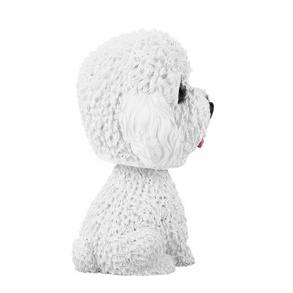 Simulation Shaking Head Dog Decor Bobble head Toy Car Interior Dashboard Ornament (White)