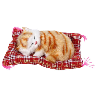 Super Cute Simulation Sounding Sleeping Kittens Cats Plush Toys Doll Christmas Gift Yellow