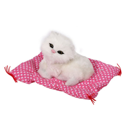 Super Cute Mini Simulation Sounding Sitting Kittens Cats Plush Toys Doll Christmas Gift White