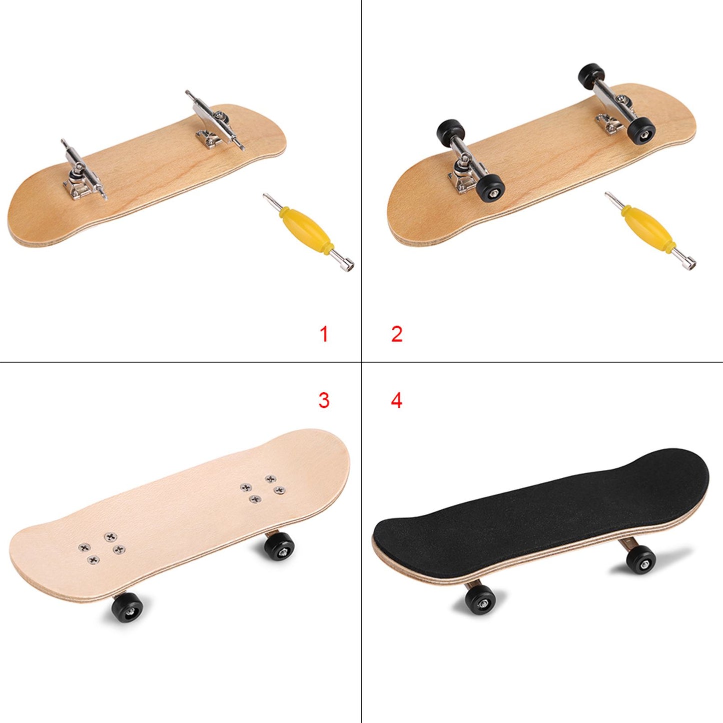 1Pc Maple Wooden Alloy Fingerboard Finger Skateboards With Box Reduce Pressure Gifts Black