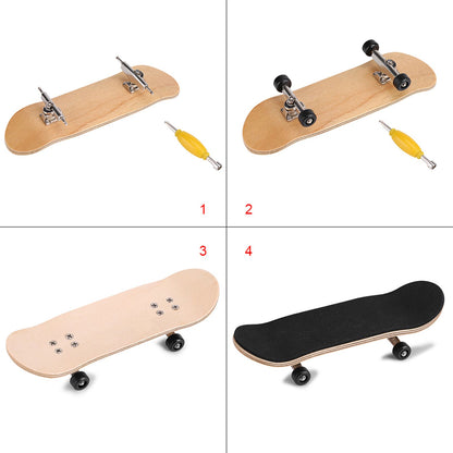 1Pc Maple Wooden Alloy Fingerboard Finger Skateboards With Box Reduce Pressure Gifts Black