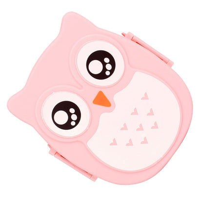 Plastic Portable Cartoon Owl Lunch Box Food Safe Microwave Storage Container