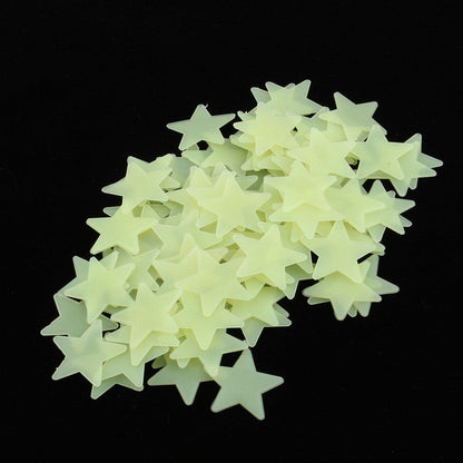 100pcs 3D Wall Glow In The Dark Star Stickers Decal In Baby Kid Nursery Bedroom