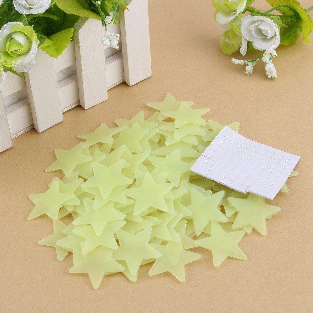100pcs 3D Wall Glow In The Dark Star Stickers Decal In Baby Kid Nursery Bedroom