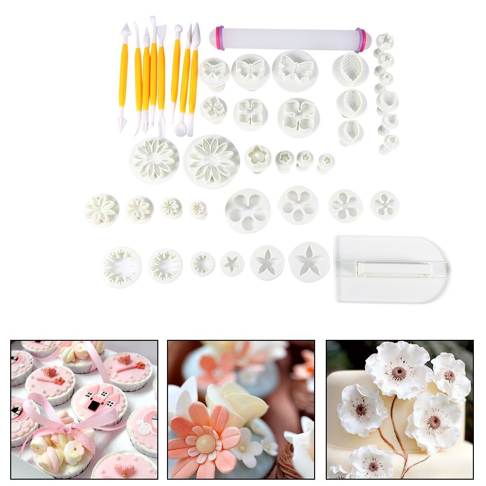 46 PCS Flower Fondant Cake Sugarcraft Decorating Kit Cutters Tools Mold Sets