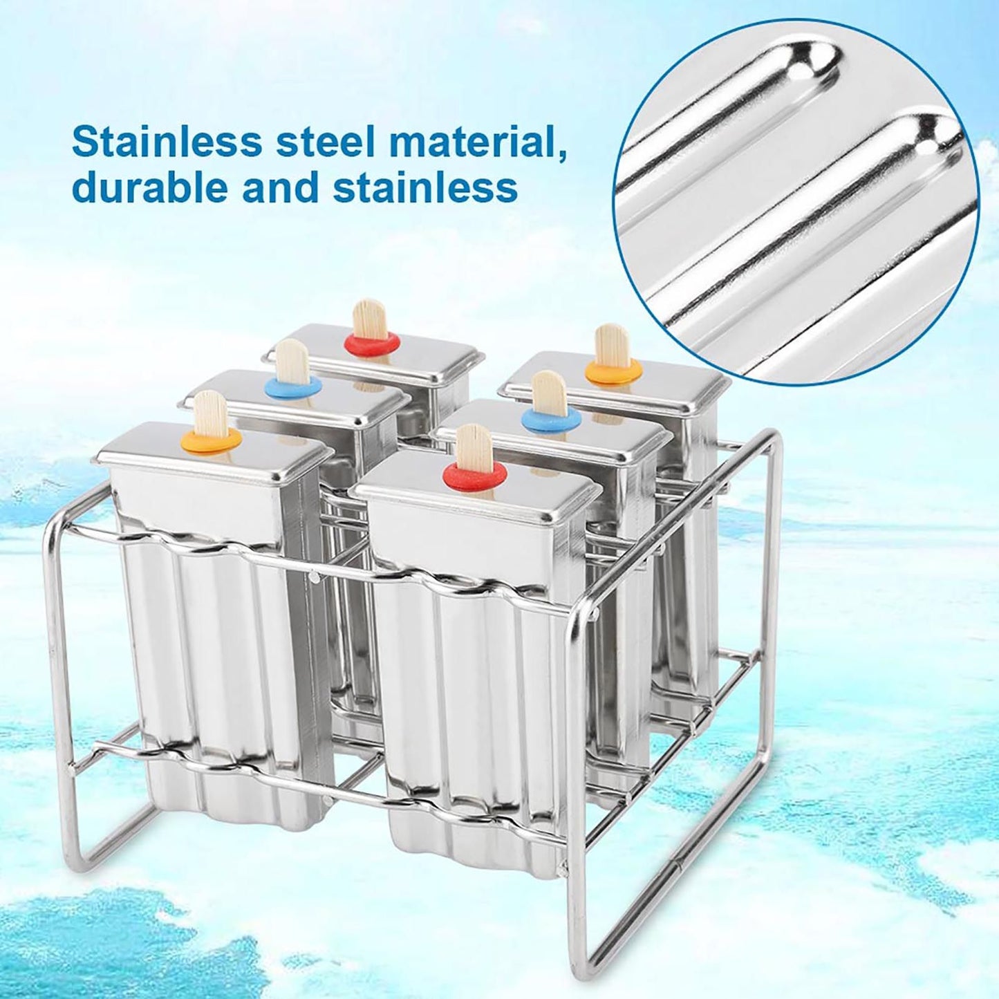 Stainless Steel Molds Ice Cream Industrial Home Kitchen DIY Ice Pop Mould Maker Tool(1#)