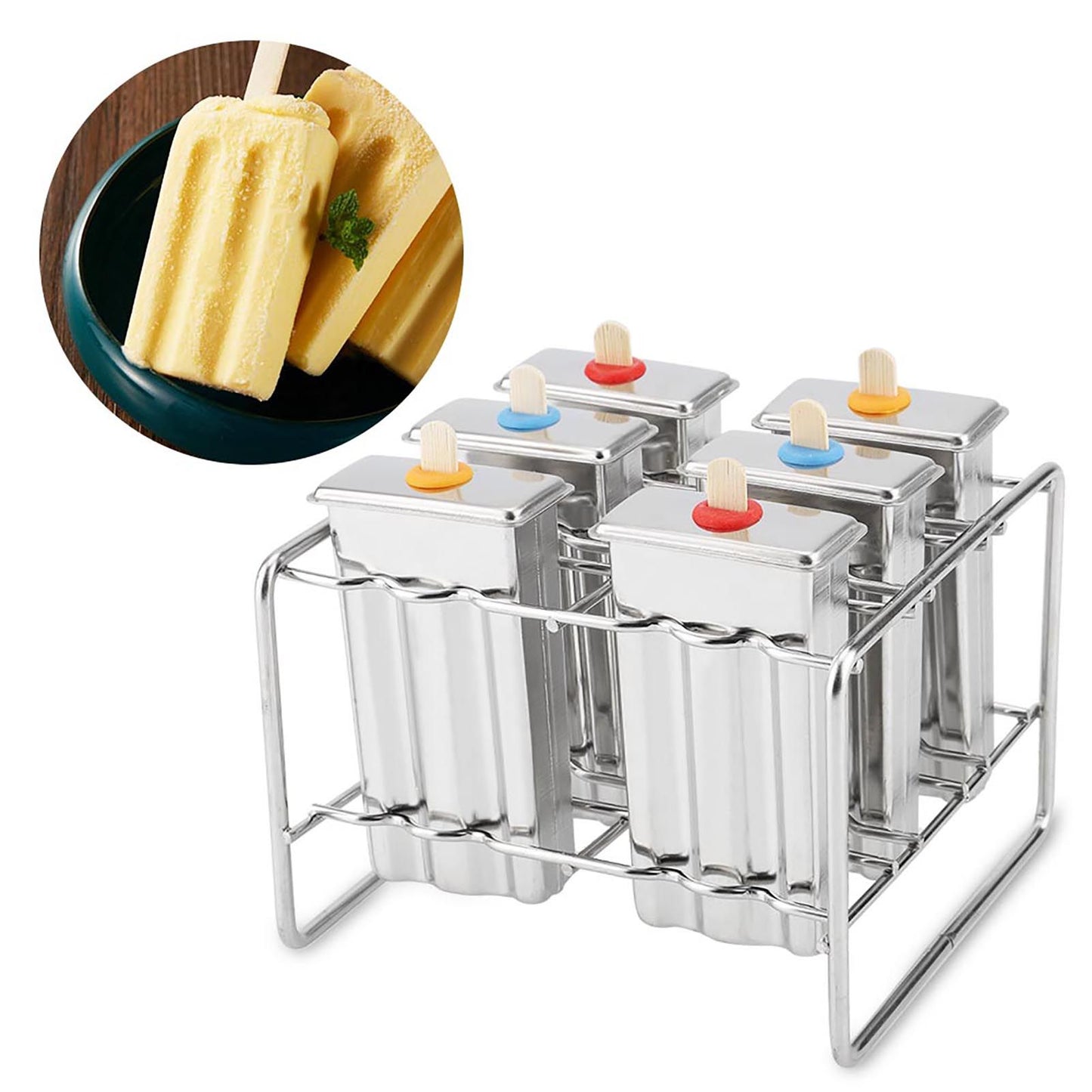 Stainless Steel Molds Ice Cream Industrial Home Kitchen DIY Ice Pop Mould Maker Tool(1#)
