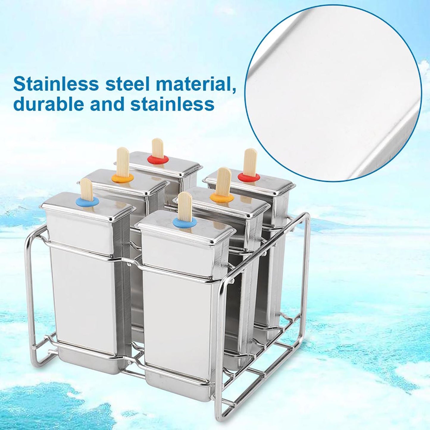 Stainless Steel Molds Ice Cream Industrial Home Kitchen DIY Ice Pop Mould Maker Tool(3#)