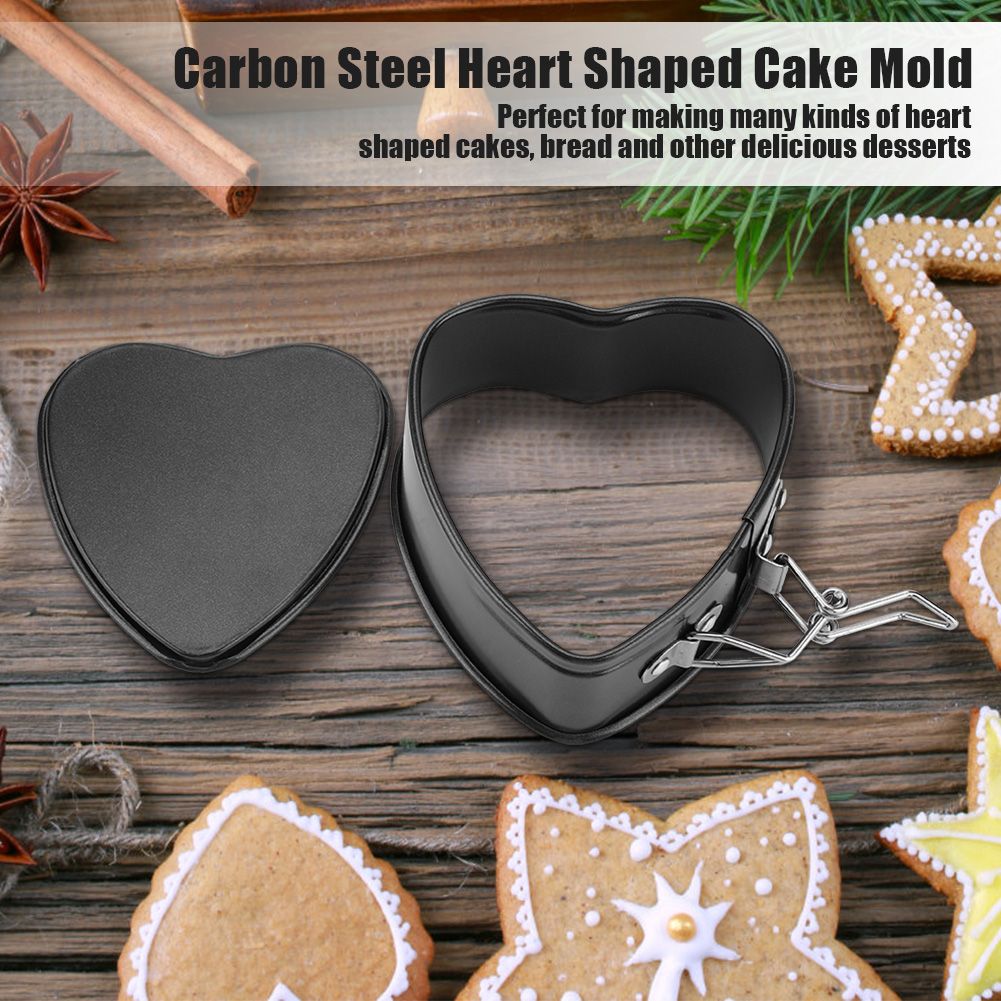 Carbon Steel Cake Mold with Removable Pan Tray Heart Shaped Baking Mould Nonstick Cookware