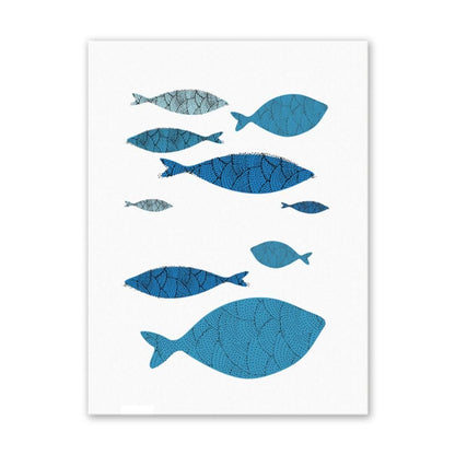 3Pcs Canvas Wall Art Painting Cartoon Fishes Printed Picture Home Office Decor