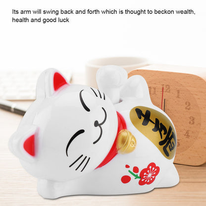 Solar Powered Adorable Lazy Lying Waving Beckoning Fortune Lucky Cat Car Accessories(#2)