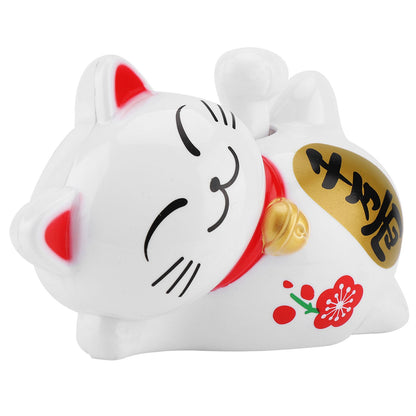 Solar Powered Adorable Lazy Lying Waving Beckoning Fortune Lucky Cat Car Accessories(#2)