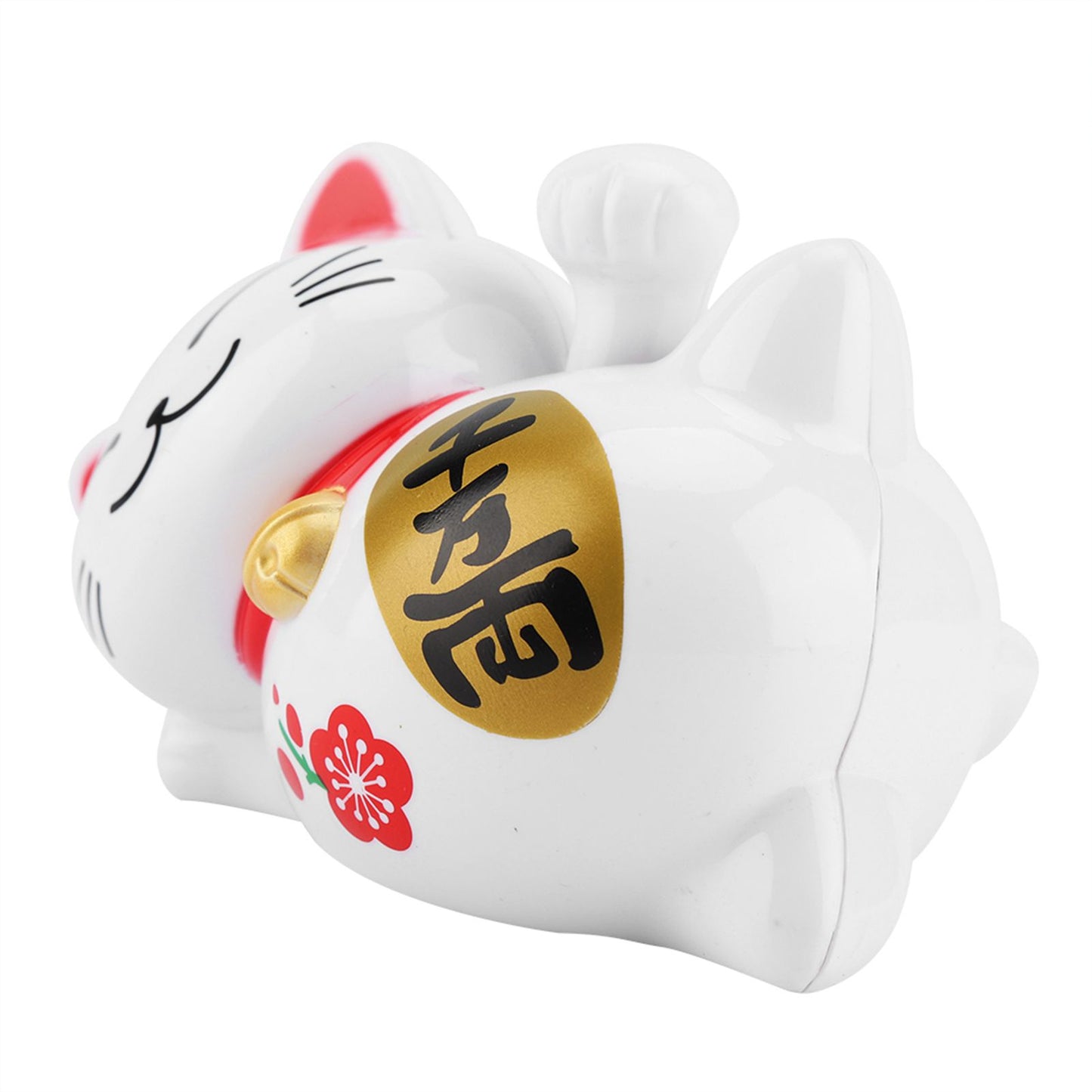 Solar Powered Adorable Lazy Lying Waving Beckoning Fortune Lucky Cat Car Accessories(#2)