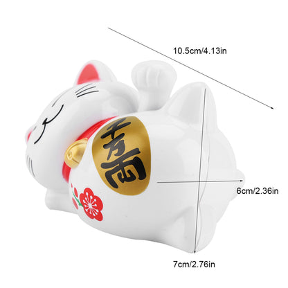 Solar Powered Adorable Lazy Lying Waving Beckoning Fortune Lucky Cat Car Accessories(#2)
