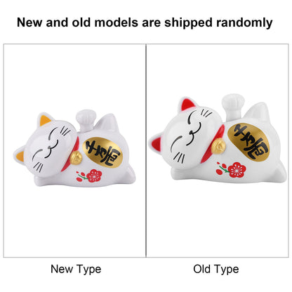 Solar Powered Adorable Lazy Lying Waving Beckoning Fortune Lucky Cat Car Accessories(#2)