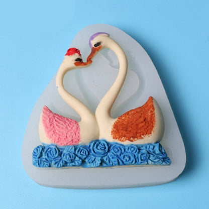 Silicone Cake Mold Sweet Couple Swan Pattern Desserts Chocolate Baking DIY Mold Making Tool