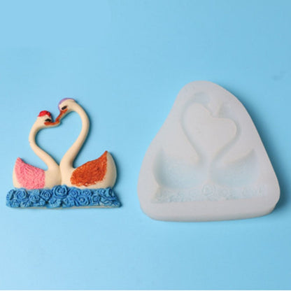 Silicone Cake Mold Sweet Couple Swan Pattern Desserts Chocolate Baking DIY Mold Making Tool