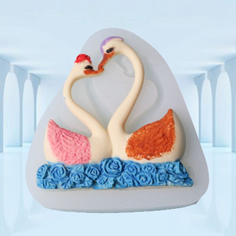 Silicone Cake Mold Sweet Couple Swan Pattern Desserts Chocolate Baking DIY Mold Making Tool