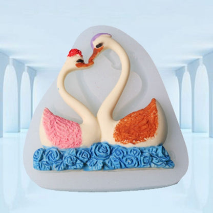Silicone Cake Mold Sweet Couple Swan Pattern Desserts Chocolate Baking DIY Mold Making Tool