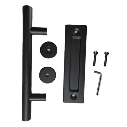 Sliding Barn Door Handle Carbon Steel 4.8mm Thick Double Sided Barn Door Push Pull Handle Black Round Handle